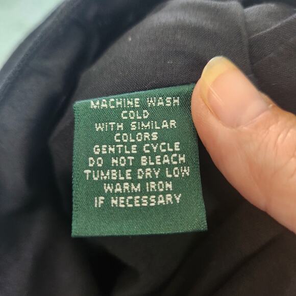 Lauren Ralph Lauren Black 100% Linen Midi Flared A Line Skirt 14W - Picture 11 of 11